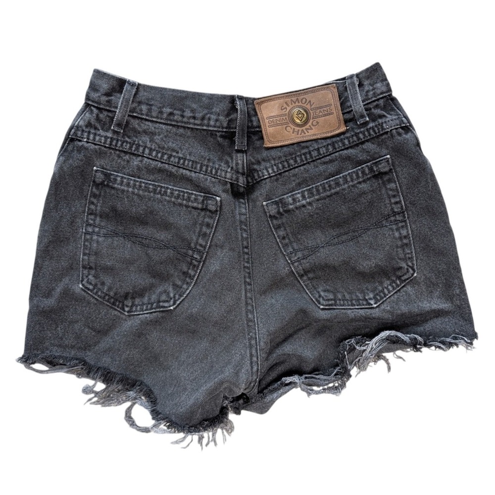 Vintage Simon Chang Size 8 Grey Black Cut Off High Waisted Shorts